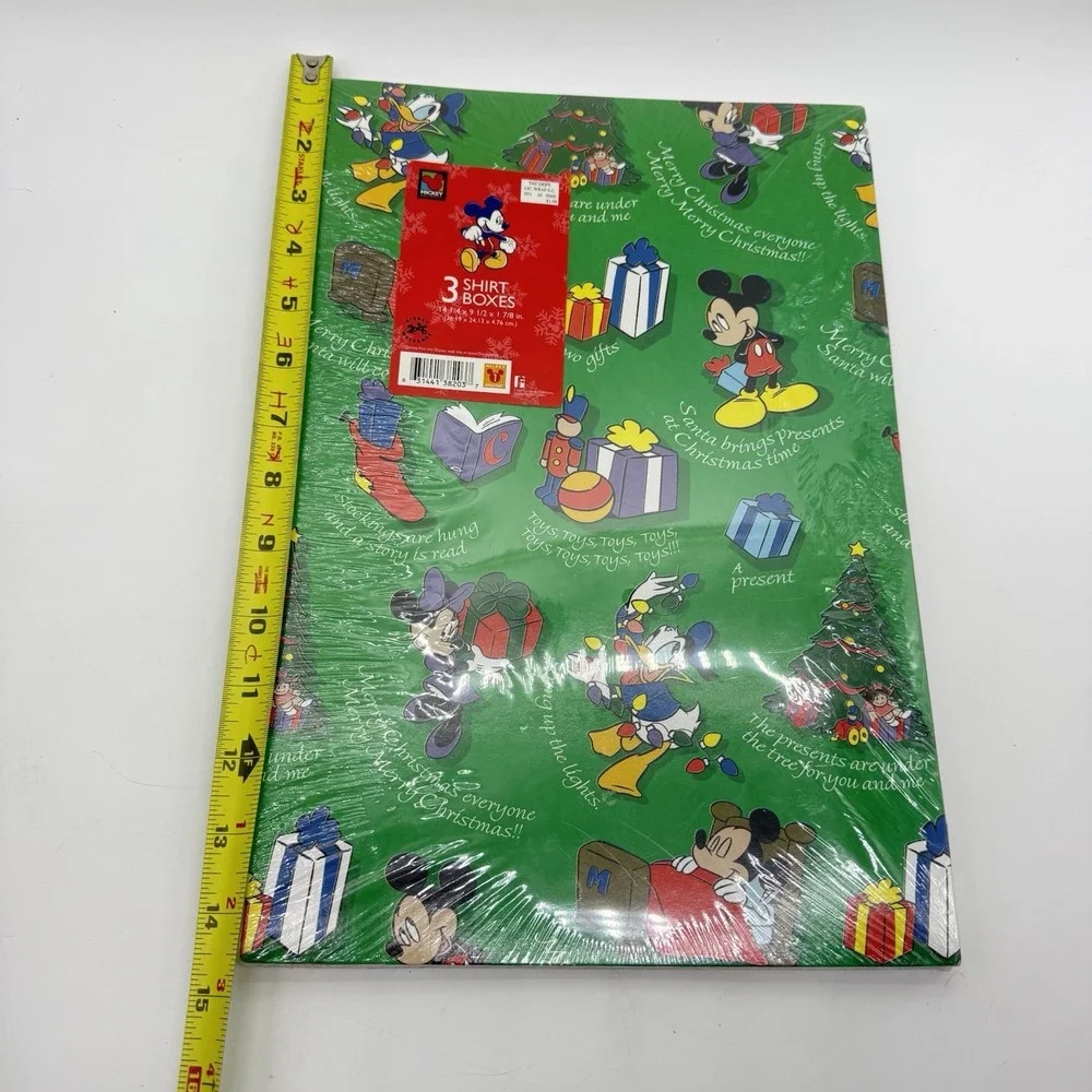 Mickey‎ Unlimited Christmas Gift Boxes 3 Holiday Shirt Box Lids Donald Vintage